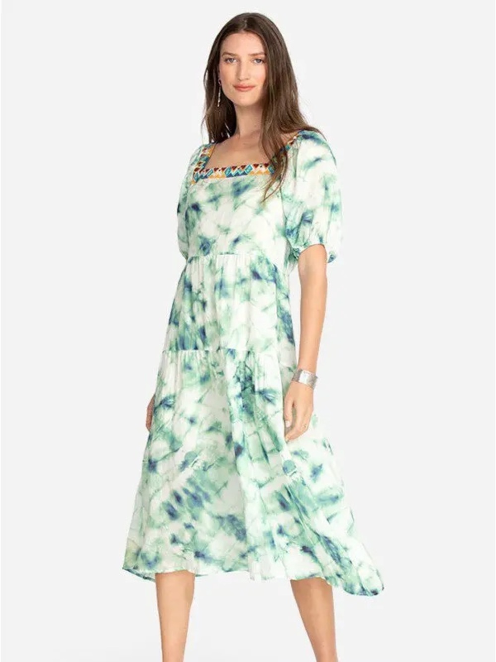 Johnny Was Marble Puff Sleeve Midi Dress Size XL